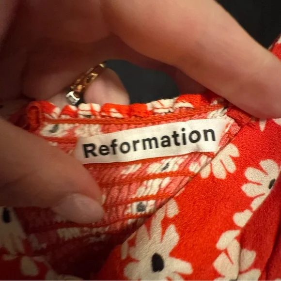 Reformation Red Orange Daisy Slip Dress Montague Dress in Oopsie Daisy Size 6 - Picture 6 of 12